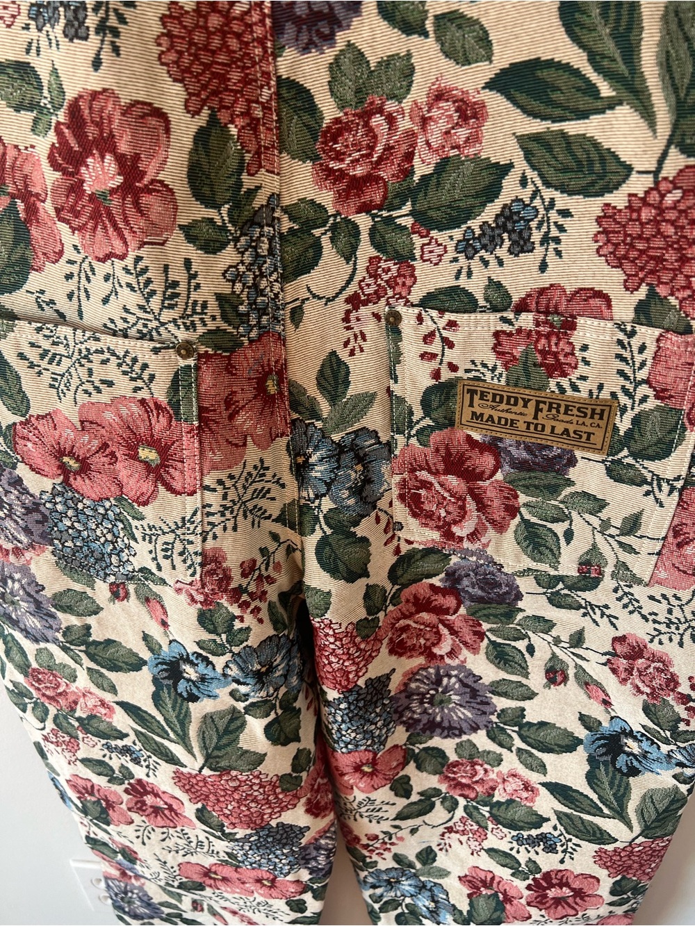 NEW Teddy Fresh Floral Tapestry Overalls Women’s Small S Jacquard Weave Inspired - Picture 12 of 12